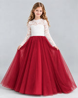Burgundy Ball Gown Girls Formal Dresses Front