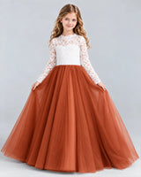 Burnt Orange Ball Gown Girls Formal Dresses Front