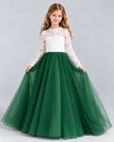 Dark Green Ball Gown Girls Formal Dresses Front
