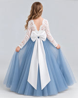 Dusty Blue Ball Gown Girls Formal Dresses Back [Shared]