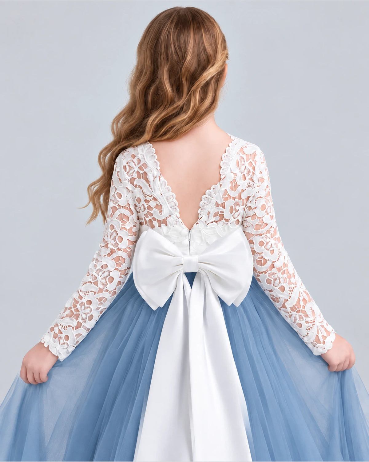 Dusty Blue Ball Gown Girls Formal Dresses Back_Detail [Shared]