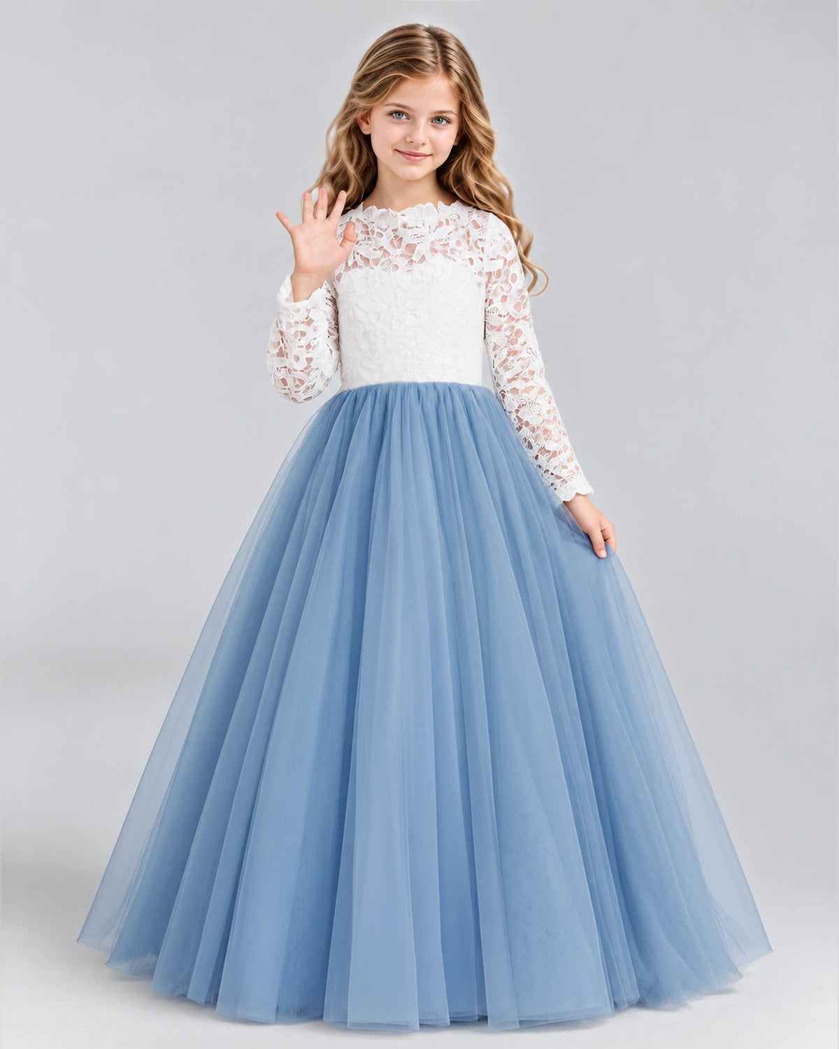 Dusty Blue Ball Gown Girls Formal Dresses Pose [Shared]
