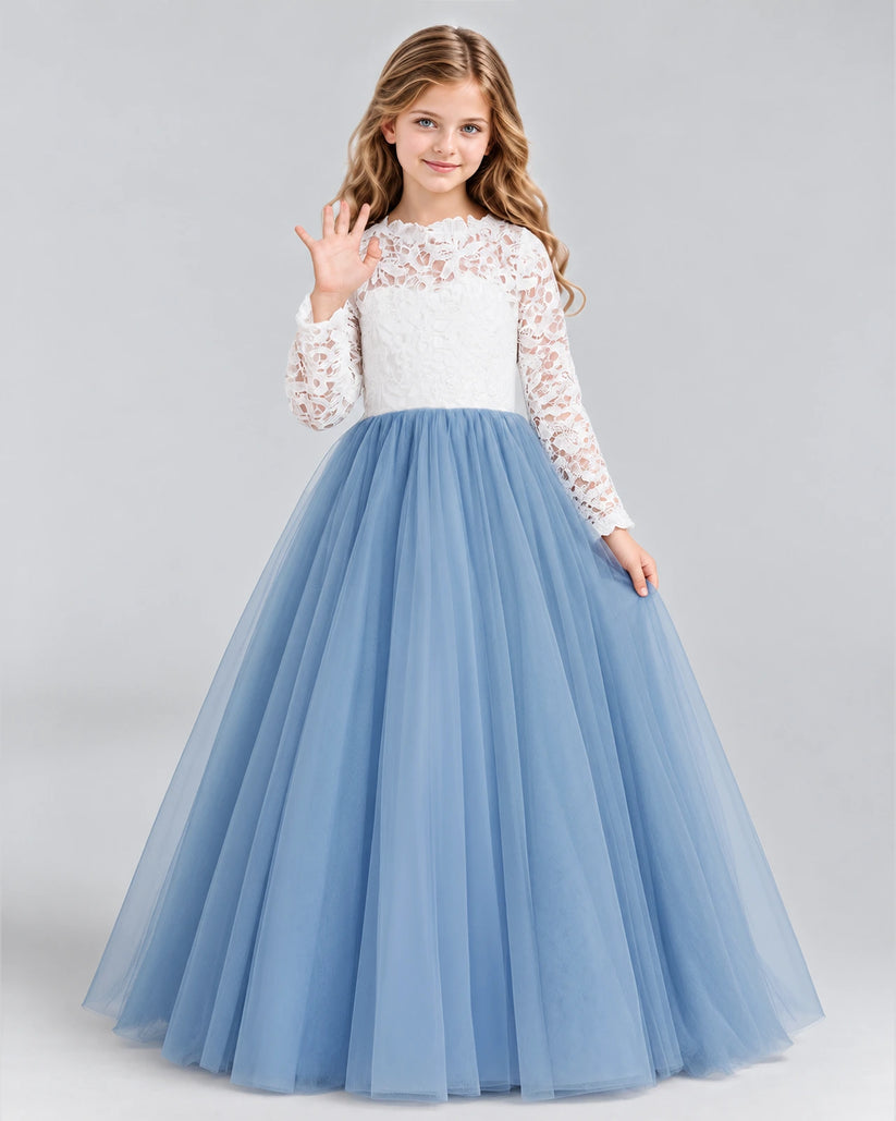 Dusty Blue Ball Gown Girls Formal Dresses Pose [Shared]