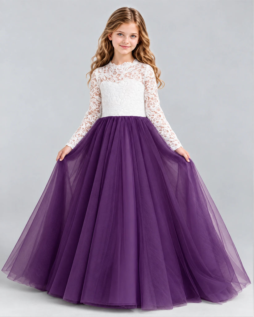 Grape Ball Gown Girls Formal Dresses Front