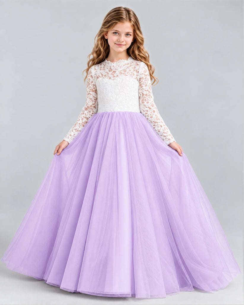Lilac Ball Gown Girls Formal Dresses Front
