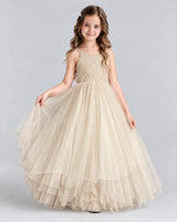 Champagne Ball Gown Flower Girl Dresses Front