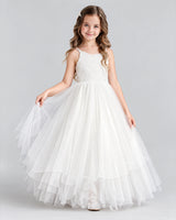 White Ball Gown Flower Girl Dresses Front