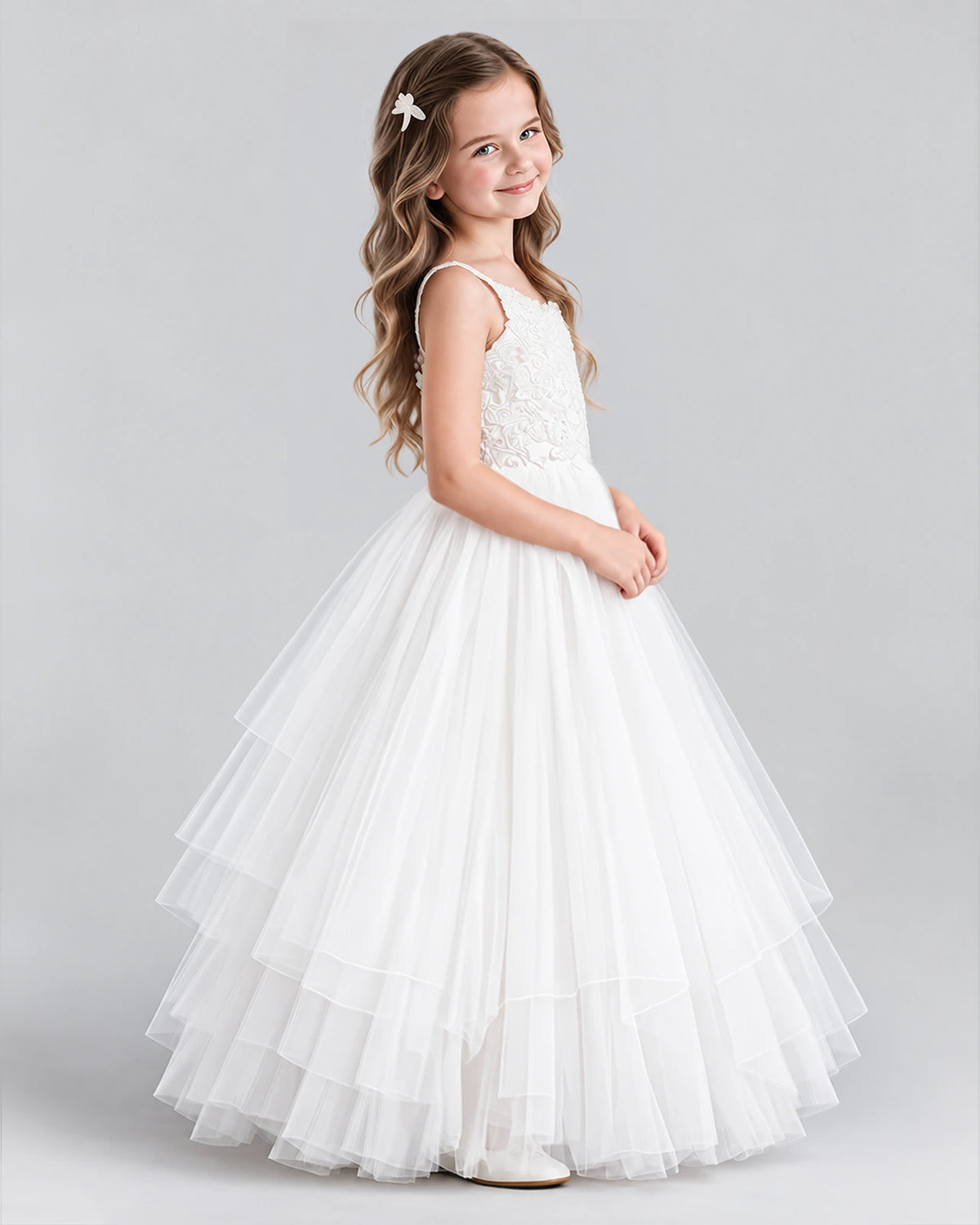 White Ball Gown Flower Girl Dresses Side [Shared]