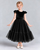 Black A-line Junior Bridesmaid Dresses Front