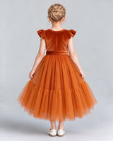 Burnt Orange A-line Junior Bridesmaid Dresses Back
