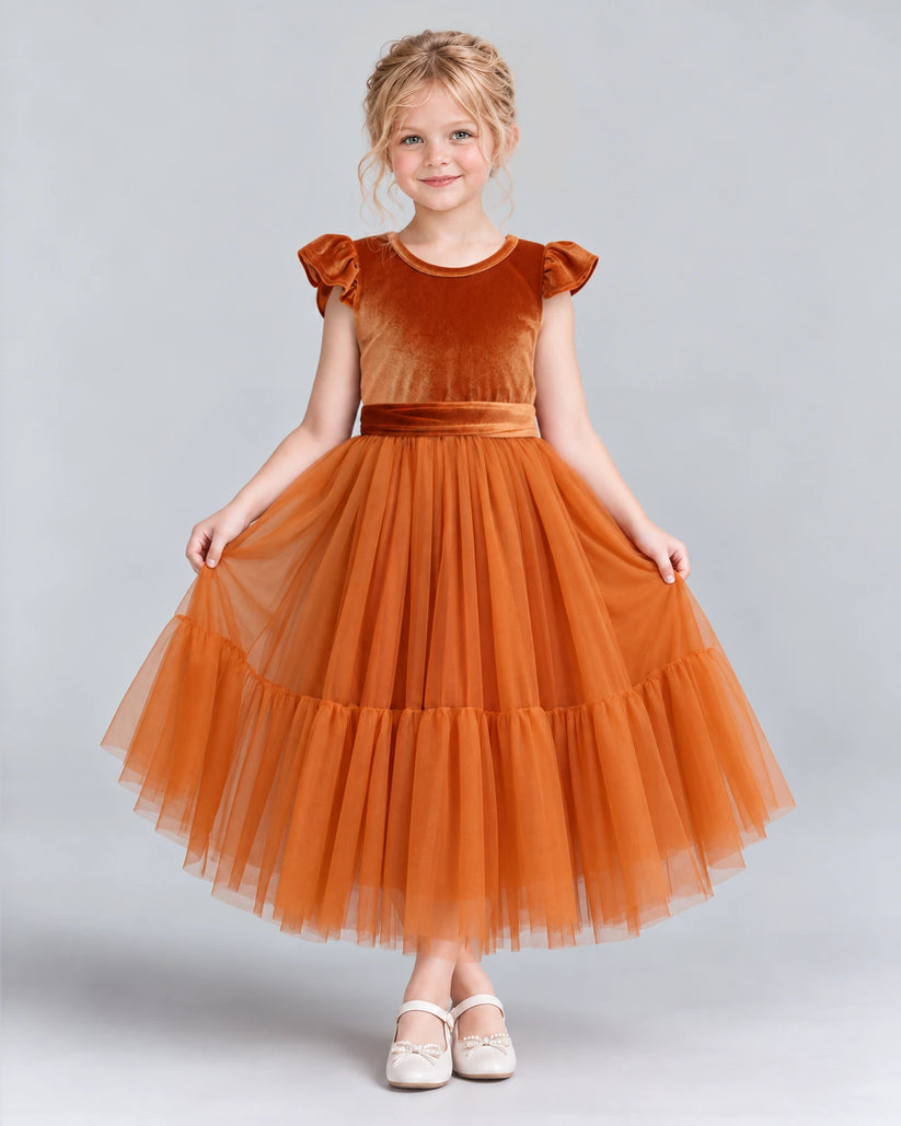 Burnt Orange A-line Junior Bridesmaid Dresses Pose [Shared]