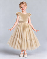 Champagne A-line Junior Bridesmaid Dresses Front