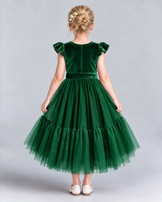 Dark Green A-line Junior Bridesmaid Dresses Back [Shared]