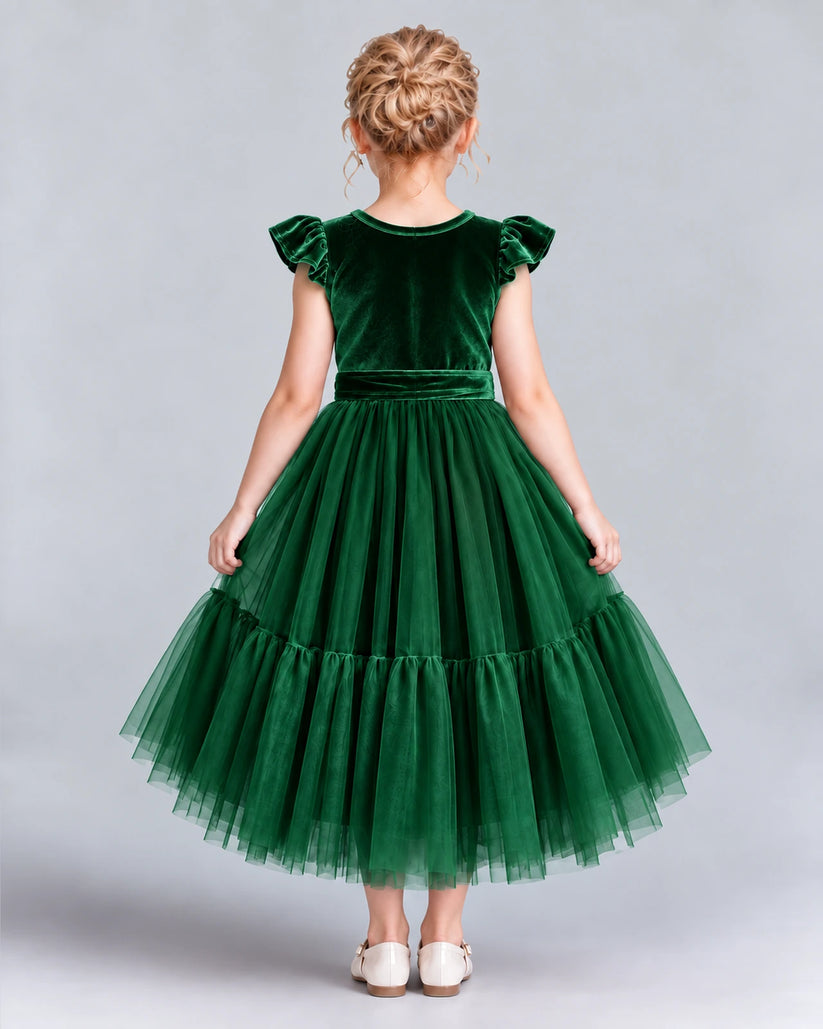 Dark Green A-line Junior Bridesmaid Dresses Back [Shared]