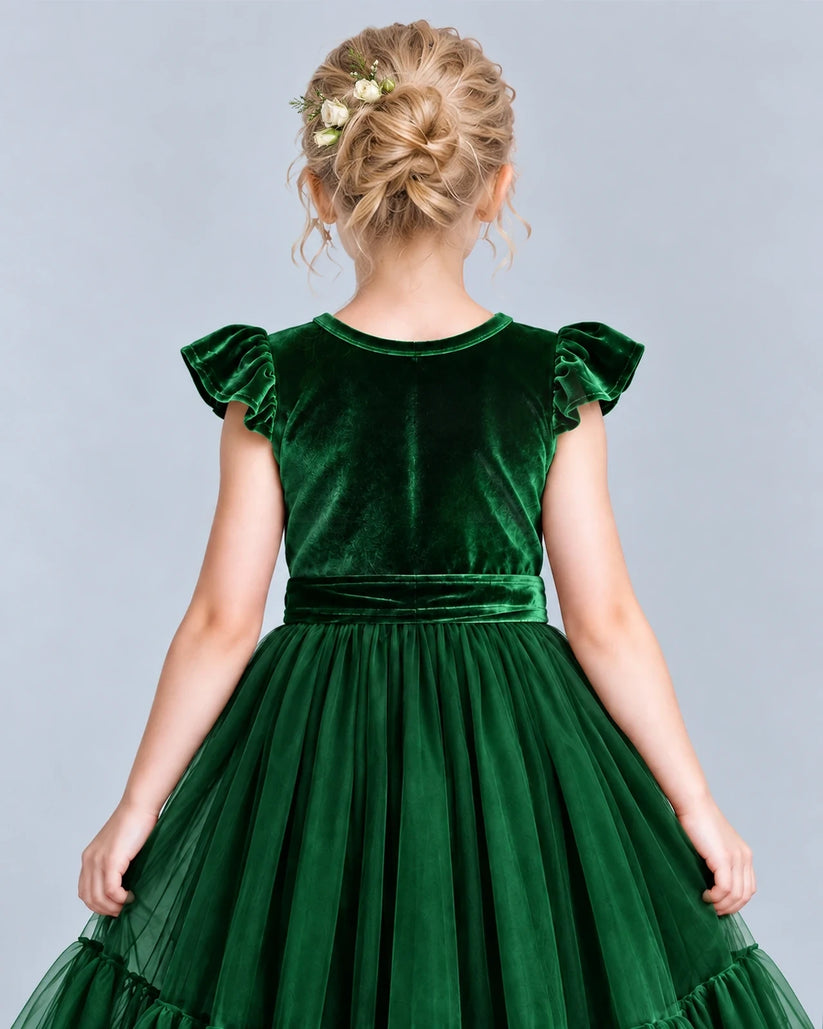 Dark Green A-line Junior Bridesmaid Dresses Back_Detail [Shared]