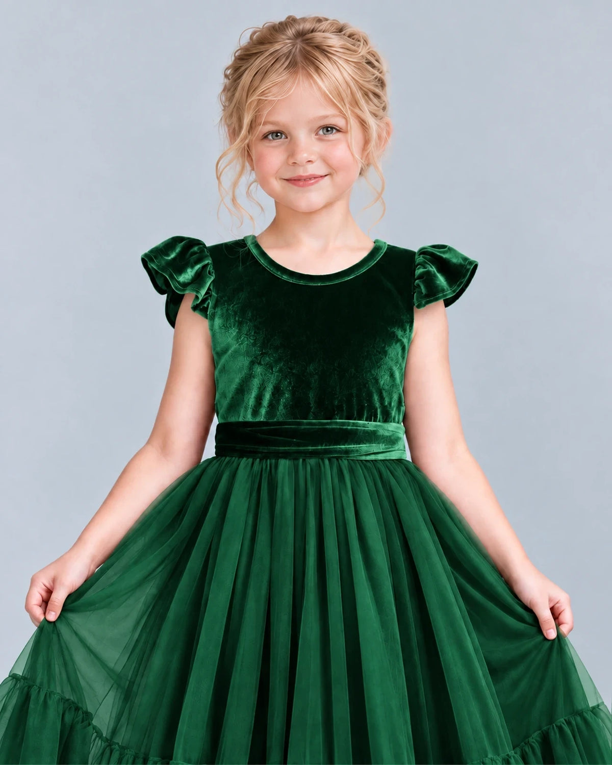 Dark Green A-line Junior Bridesmaid Dresses Detail [Shared]