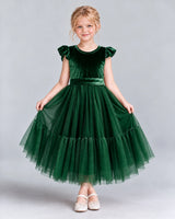 Dark Green A-line Junior Bridesmaid Dresses Pose [Shared]