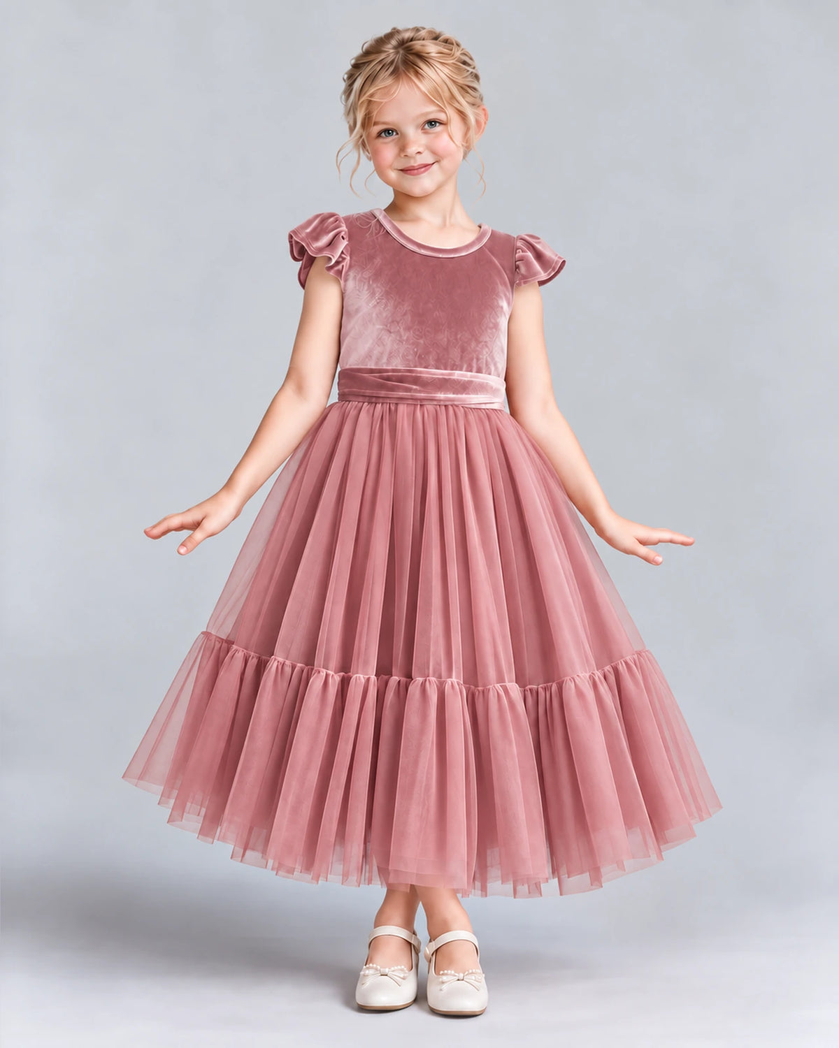 Dusty Rose A-line Junior Bridesmaid Dresses Front