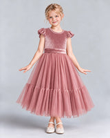 Dusty Rose A-line Junior Bridesmaid Dresses Front