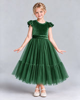 Emerald Green A-line Junior Bridesmaid Dresses Front