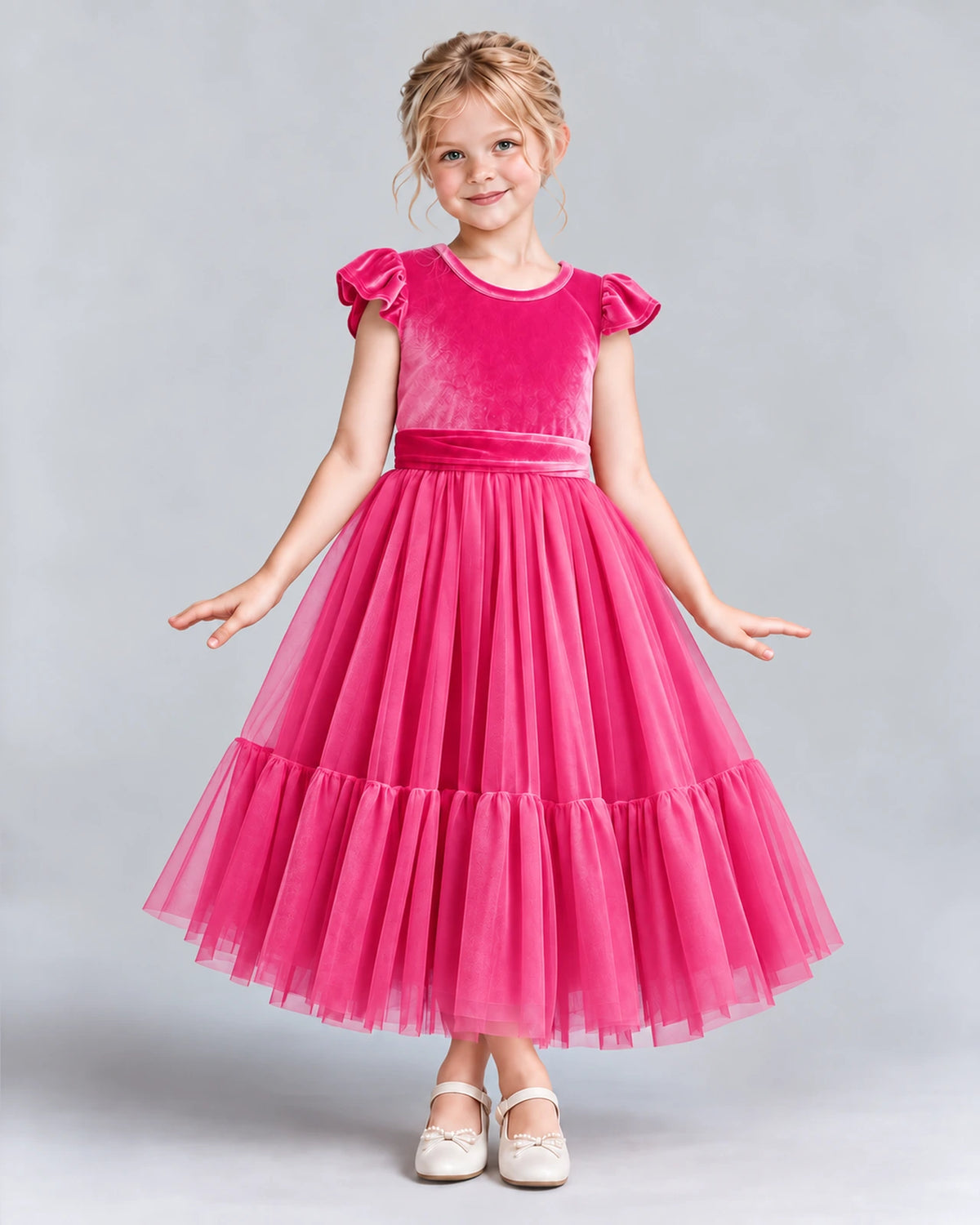 Hot Pink A-line Junior Bridesmaid Dresses Front