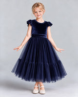 Navy Blue A-line Junior Bridesmaid Dresses Front