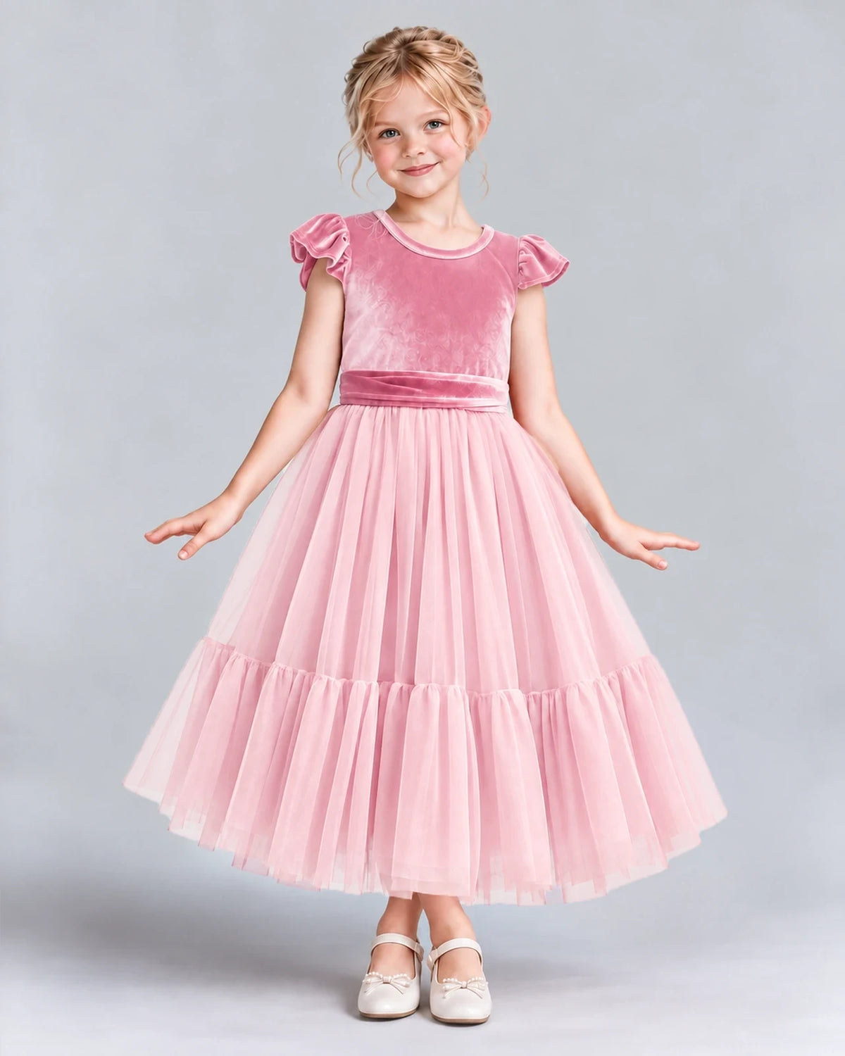 Pink A-line Junior Bridesmaid Dresses Front