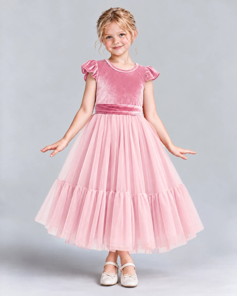 Pink A-line Junior Bridesmaid Dresses Front