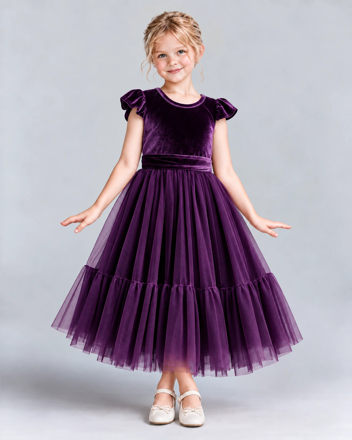Purple A-line Junior Bridesmaid Dresses Front
