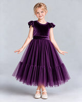 Purple A-line Junior Bridesmaid Dresses Front