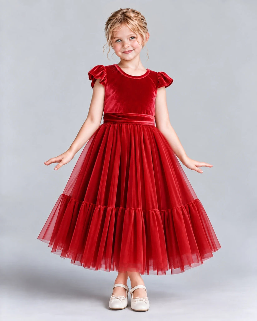 Red A-line Junior Bridesmaid Dresses Front