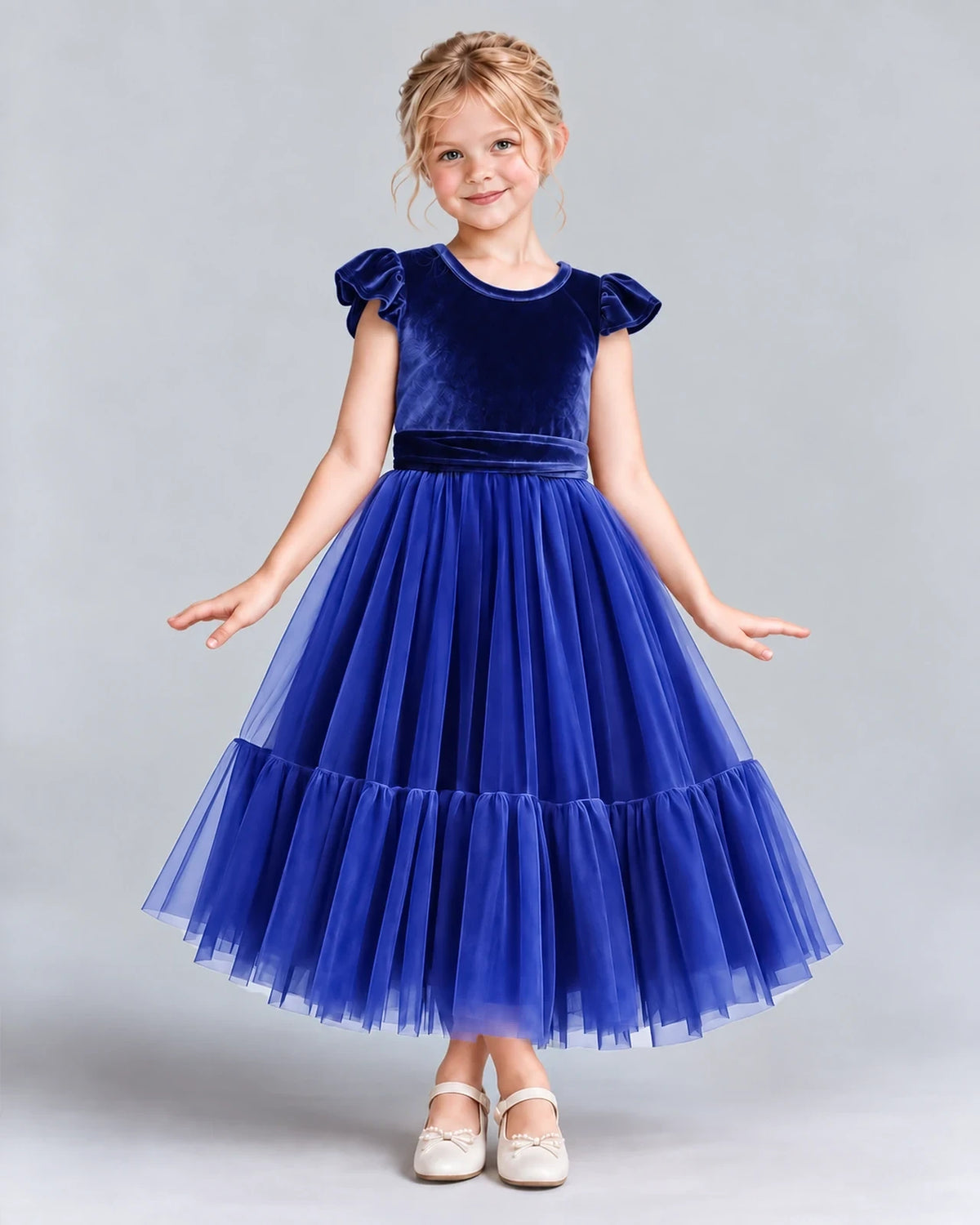 Royal Blue A-line Junior Bridesmaid Dresses Front