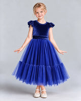 Royal Blue A-line Junior Bridesmaid Dresses Front