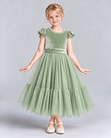 Sage Green A-line Junior Bridesmaid Dresses Front