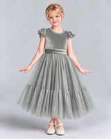 Silver A-line Junior Bridesmaid Dresses Front