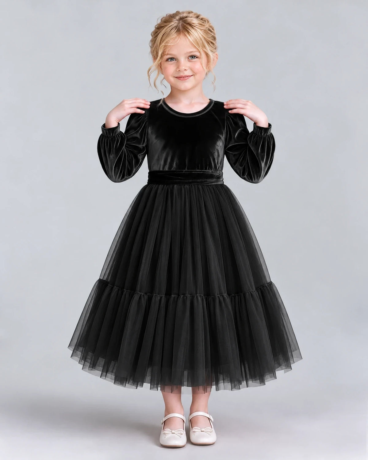 Black Ball Gown Girls Formal Dress Front