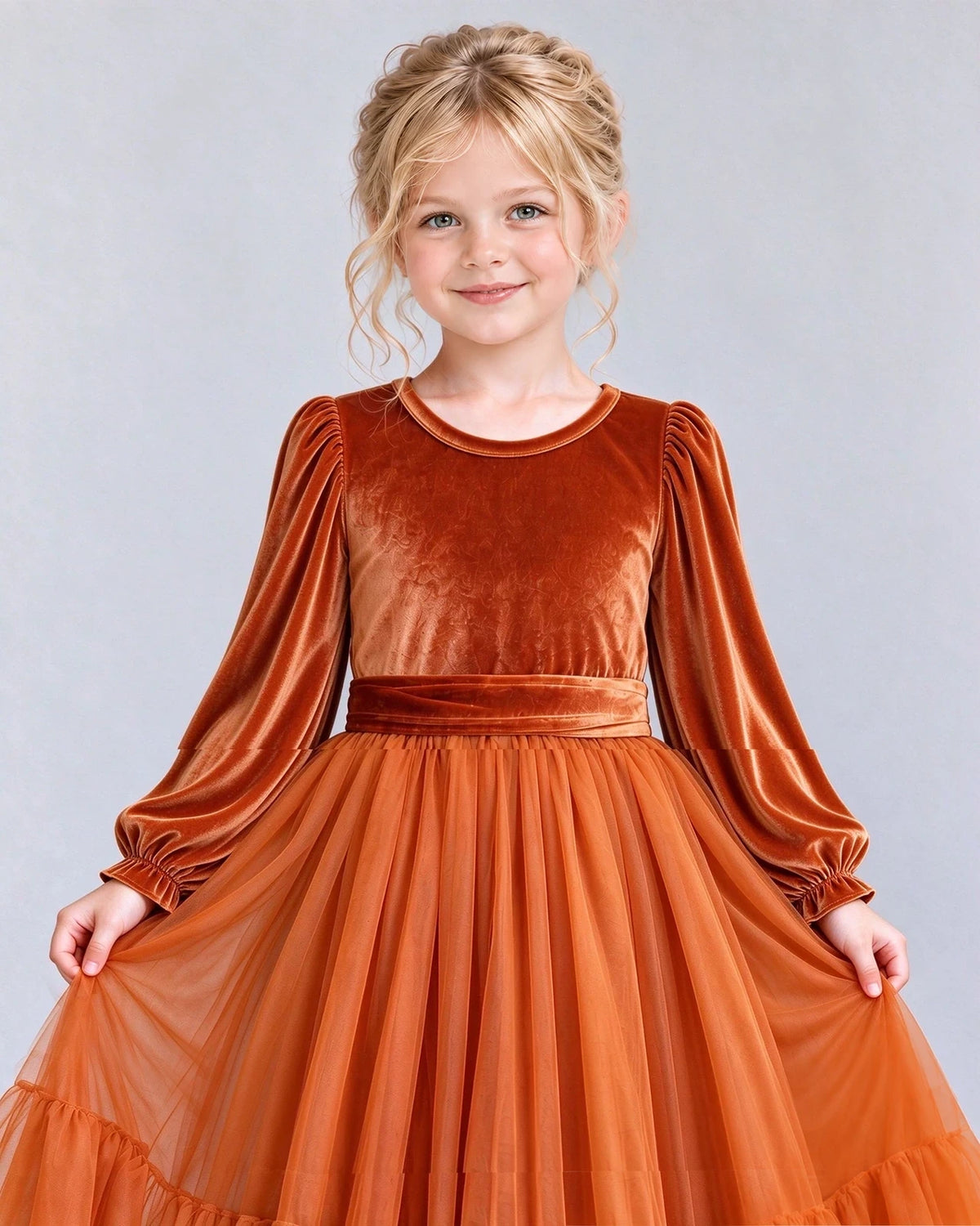 Burnt Orange Ball Gown Girls Formal Dress Detail [Shared]