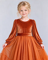 Burnt Orange Ball Gown Girls Formal Dress Detail [Shared]