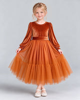 Burnt Orange Ball Gown Girls Formal Dress Pose [Shared]