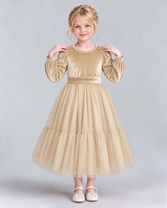 Champagne Ball Gown Girls Formal Dress Front