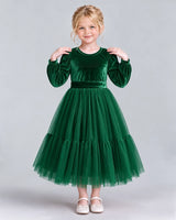 Dark Green Ball Gown Girls Formal Dress Front