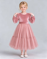 Dusty Rose Ball Gown Girls Formal Dress Front