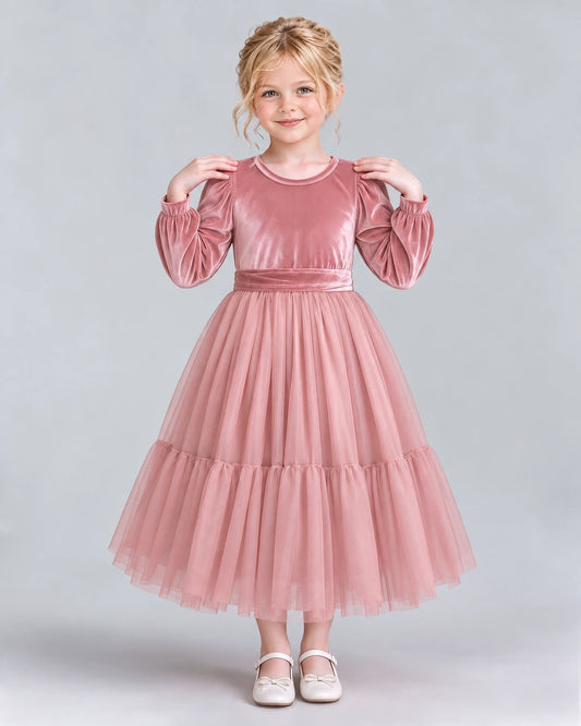 Dusty Rose Ball Gown Girls Formal Dress Front