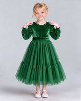 Emerald Green Ball Gown Girls Formal Dress Front