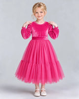 Hot Pink Ball Gown Girls Formal Dress Front