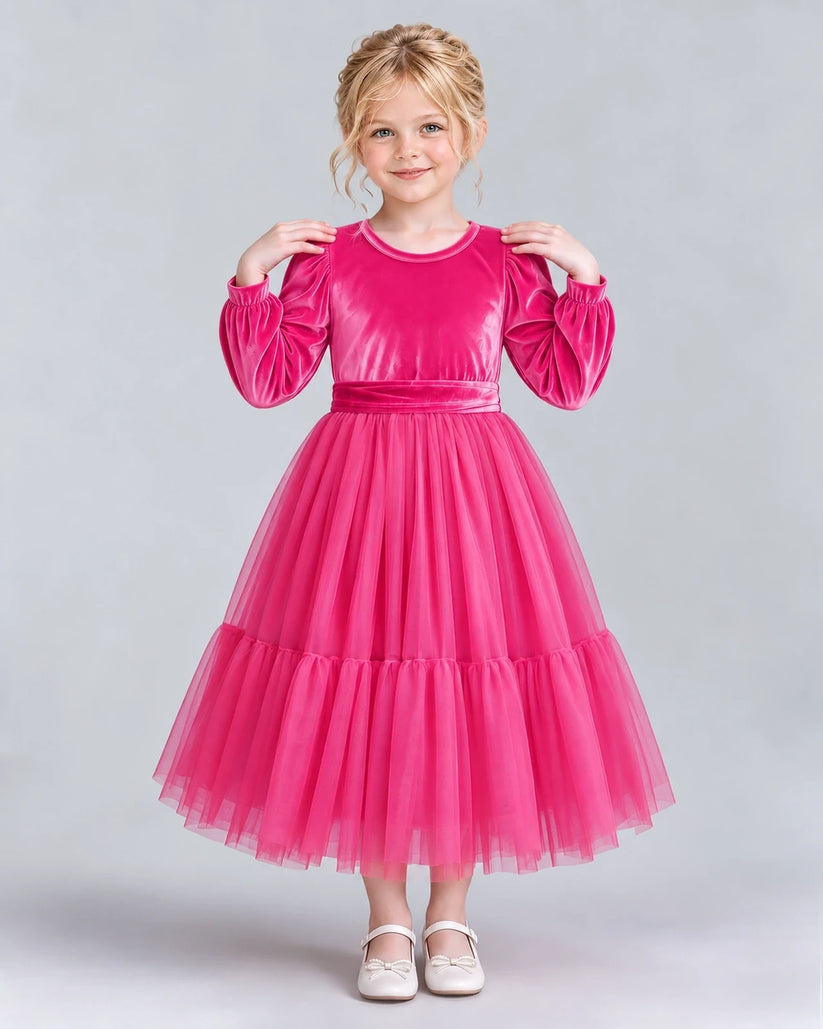 Hot Pink Ball Gown Girls Formal Dress Front