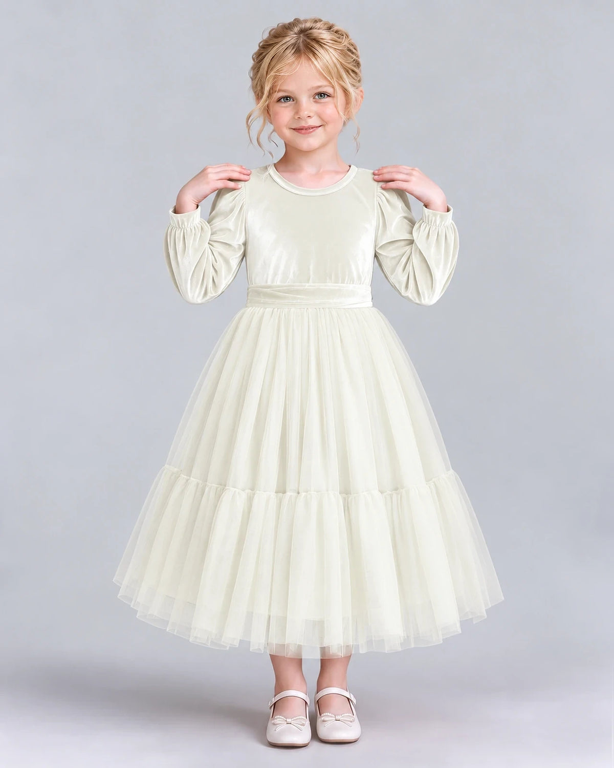 Ivory Ball Gown Girls Formal Dress Front