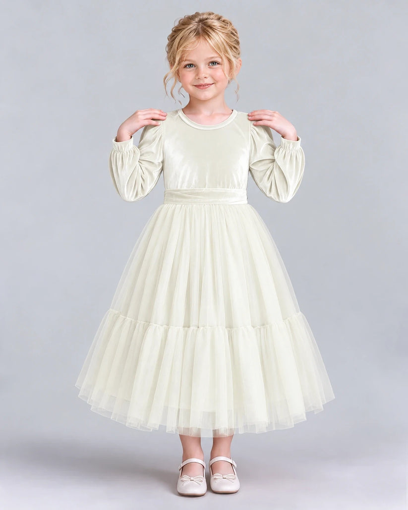 Ivory Ball Gown Girls Formal Dress Front