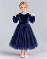 Navy Blue Ball Gown Girls Formal Dress Front