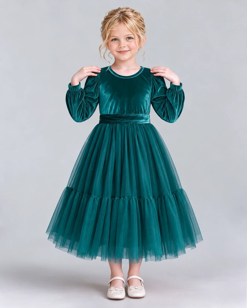 Peacock Ball Gown Girls Formal Dress Front